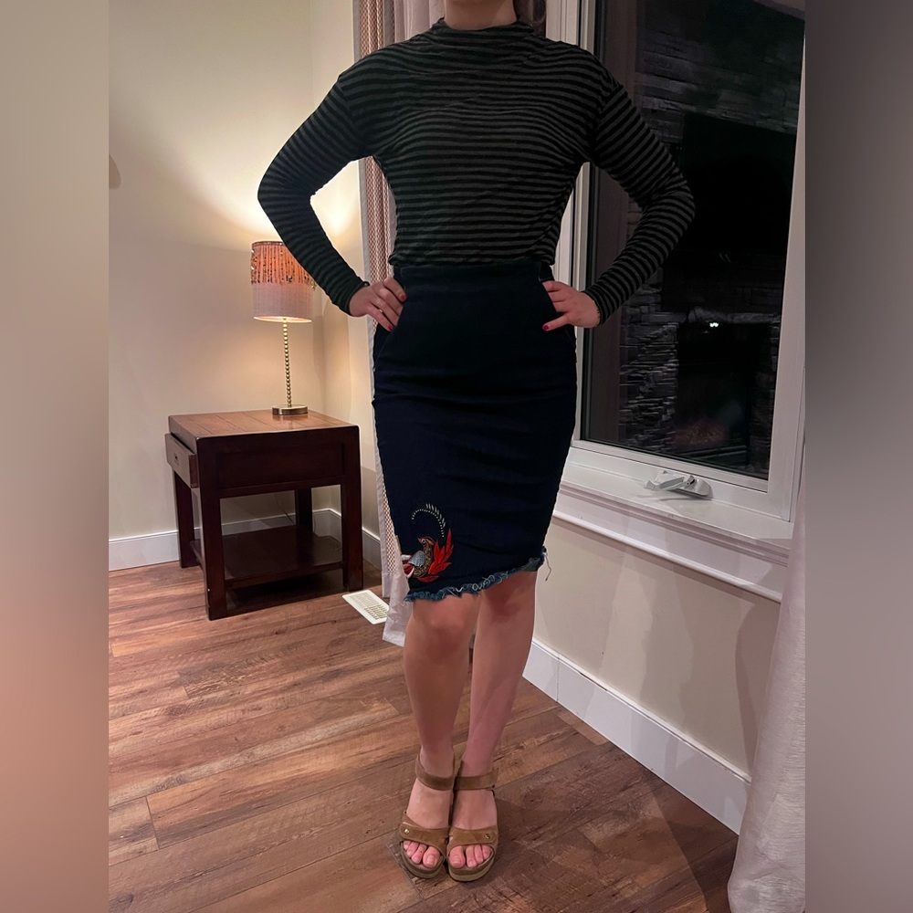 Benetton Jean skirt and stripped shirt